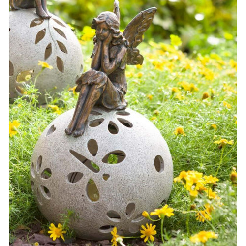 Plow & Hearth Daydreaming Fairy Solar Light Garden Statue & Reviews